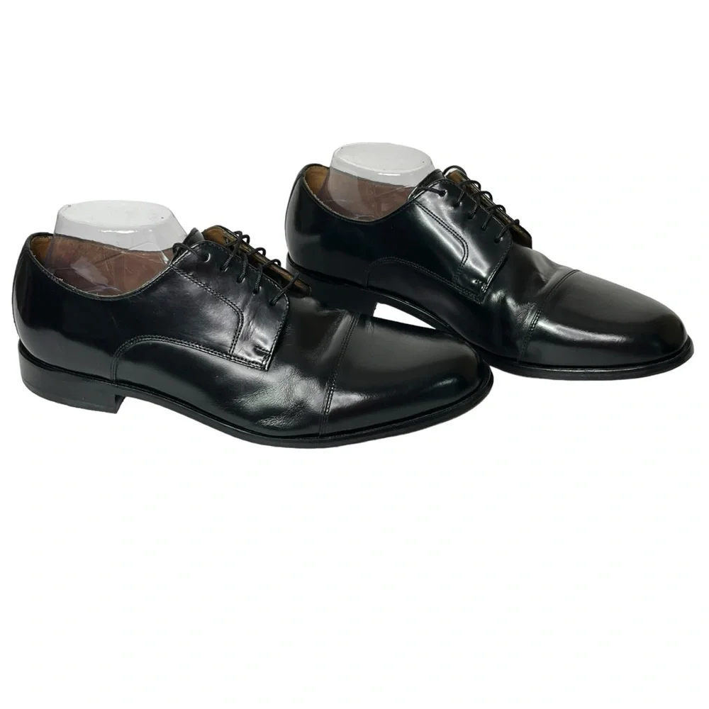 Florsheim Broxton‎ Cap Toe Men's 10.5 D Black Leather Dress Tie Shoes